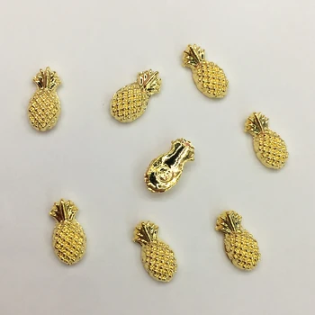 LEAMX 50 VNT./maišas Nagų Dekoravimo Lipduką 3D Aukso Ananasų Formos Blizga Manikiūro Žavesio Lydinio Nagai Pakabukai Manikiūro Apdaila