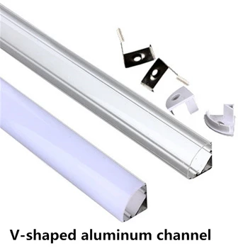 LED aliuminio kanalo 0.5 m, 3528 5630 5050 LED juosta U/V formos LED aliuminio kanalo pieno balta danga/skaidrus