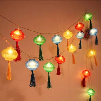 LED Atostogų Žiburiai USB Įkrovimo Tradicinės Kinų Raudonųjų Žibintų Lempos Naujųjų Metų Festivalis Apdailos Girlianda 