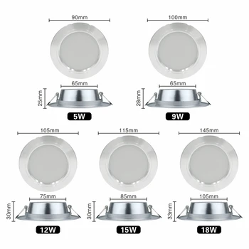 LED Downlight Lubų Balta/Šiltai balta 5W 9W 12W 15W 18W led Lubų šviestuvas Apvalus Įleidžiamas AC 220V 230V 240V Naujo tipo Downlight