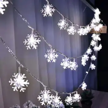 LED Girliandą Atostogų Snaigės String Pasakų Žibintai Baterija Kabantys Papuošalai Kalėdų Eglutė Naujųjų Metų Namų Dekoro Navidad