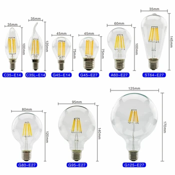 LED, Kaitinamosios Lemputės E27 E14 Retro 