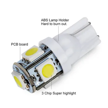 LED Lempos, 5/10VNT 5050 5SMD Ryškiai Balta Mėlyna Žalia Violetinė Raudona Geltona Kelių Spalvų Pusėje Pleišto Apšvietimo Lemputė(6 Spalvos) Priedai