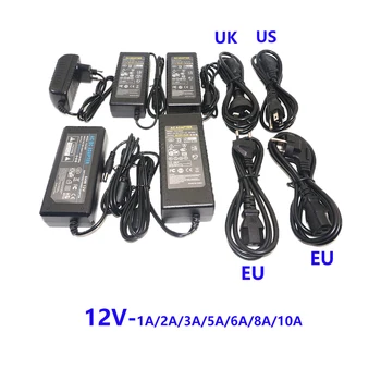 LED Maitinimo Adapteris EU/AU/US/UK Plug DC5V/12V/24V 1A 2A 3A, 5A, 7A, 8A, 10A led juostos lempos apšvietimo galia vairuotojo