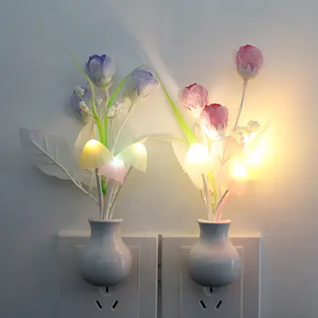 LED Naujumo, Šviesos, Grybas Tulip Gėlių Šviesos Jutiklis Nakties Žibintas Namų Puošybai Romantiška Kūdikio Miegamojo Fojė