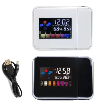 LED Skaitmeninio formato Žadintuvas Temperatūros Termometras, Stalas Laikas, Data, Ekrano Projektorius Kalendorius USB Įkroviklis Lentelė Led Laikrodis