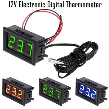 LED Temperatūros matuokliu Detektorius, Jutiklis Zondas 5V-12V Skaitmeninis Termometras Stebi, testeris