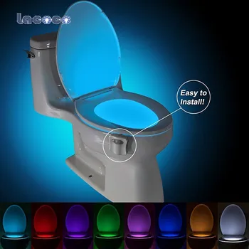 LED Tualeto Sėdynė Naktį, Šviesos, Judesio Jutiklis WC Šviesos 8 Spalvų Permainingi Lempos AAA Baterija Apšvietimas, Vonios kambarys WC Šviesos