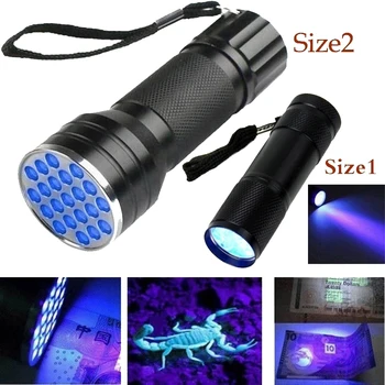 LED UV Žibintuvėlis Ultravioletinių spindulių Žibintuvėlis, 9/21LEDs Mini Juodas UV Šviesos Augintinio Šlapimo Dėmes Detektorius Skorpionas Medžioklės AAA Baterija