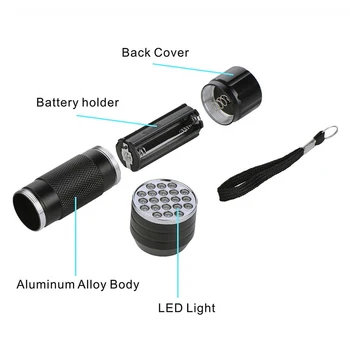 LED UV Žibintuvėlis Ultravioletinių spindulių Žibintuvėlis, 9/21LEDs Mini Juodas UV Šviesos Augintinio Šlapimo Dėmes Detektorius Skorpionas Medžioklės AAA Baterija