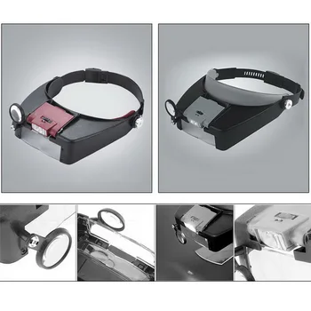 LED Šviesos Lempos WearMagnifier Reguliuojamo Dydžio ekrano užsklandą Didinamąjį Lęšiai, Remonto Darbai, Šviesos, Aukštos Skaidrumo Objektyvai