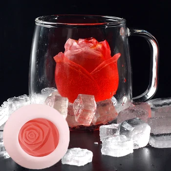 Ledo Kubelių Forma, Silikono Rose Formos Ledų Pelėsių 3D Didelis Šaldiklio Ledų Kamuolys Maker Daugkartinio naudojimo Viskio Kokteilis Pelėsių Baras Įrankiai