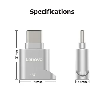 Lenovo D201 USB C Tipo Kortelių Skaitytuvas 480Mbps 512 GB USB-C TF Micro SD OTG Adapterio Tipas-C TF Atminties Kortelių Skaitytuvas Nešiojamas Telefono