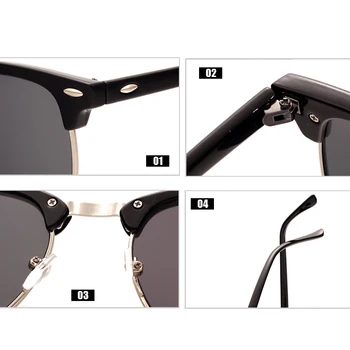 LeonLion Poliarizuota Pusiau Taškus Akiniai nuo saulės Moterims/Vyrams Poliarizuota UV400 Classic Prekės ženklo Dizaineris Retro Oculos De Sol Gafas