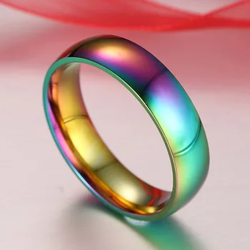 LGBT Rainbow Ring Gėjų Spalvinga Vyrai Moterys iš Titano, Nerūdijančio Plieno Homoseksualų Pora, Žiedai, Papuošalai Vestuvių Juostoje Visu Dydžiu