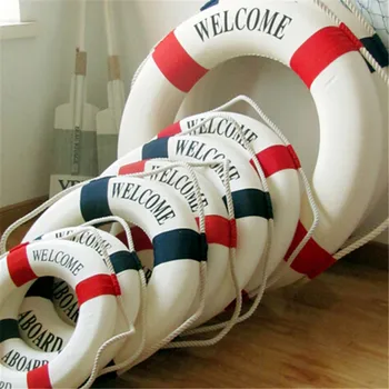 Lifebuoy Žiedas Valtis Sea Life Plūduro Kabinti Ant Laivo Mediterraneo Stiliaus Namo Sveiki atvykę į Bortą Apdaila Sienos