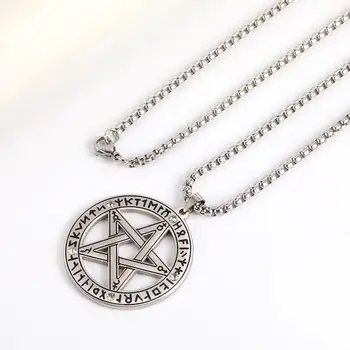 LIKGREAT Pentacle Pentagram Pakabukas Wicca Karoliai Vyrai Žvaigždė Amuletas Nerūdijančio Plieno Pareiškimą Talismanas Antgamtinių Karoliai