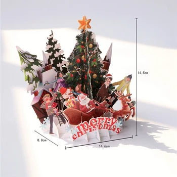 Linksmų Kalėdų 3D Pasirodančių Lankstymo atvirukas Unikalus Atostogų Kvietimą Korteles su Atviruką Voke Kalėdų atvirukas
