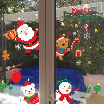 Linksmų Kalėdų Langą Lipdukai Deco Santa Claus Sniego Stiklo Lipdukai Navidad Dekoracija Namuose 2020 Naujųjų Metų Dovanos