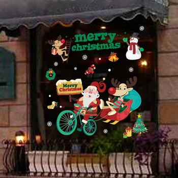 Linksmų Kalėdų Langą Lipdukai Deco Santa Claus Sniego Stiklo Lipdukai Navidad Dekoracija Namuose 2020 Naujųjų Metų Dovanos