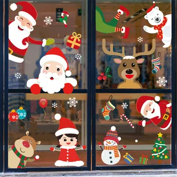 Linksmų Kalėdų Lipdukai Kalėdų Senelio Elnių Kalėdų Medžio Frozens Snaigės Sienos Langą Lipdukai Dekoratyviniai Navidad 2021 Naujųjų Metų Dekoras