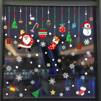 Linksmų Kalėdų Lipdukai Kalėdų Senelio Elnių Kalėdų Medžio Frozens Snaigės Sienos Langą Lipdukai Dekoratyviniai Navidad 2021 Naujųjų Metų Dekoras