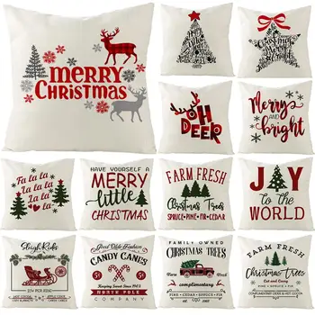 Linksmų Kalėdų Užvalkalas Pagalvėlių Apvalkalus Kalėdų Eglutė Kepurės, Papuošalai, Namų 2020 Navidad Kalėdos Gimdymo Naujųjų Metų Dovana 2021