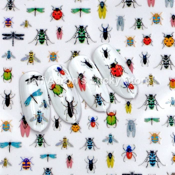 Lipnios vabzdžių nagų lipduką lipdukai nagų dailės patarimų, papuošalai, manikiūras netikrą nagai aksesuarai drugelis dragonfly bičių