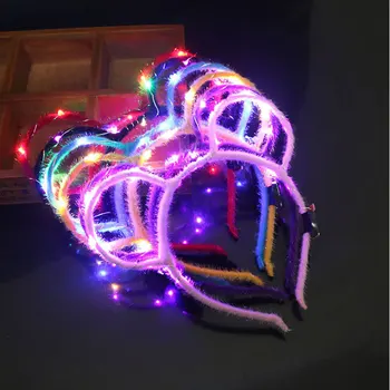 Liuminescencija Šukuosena Kačių Ausų Triušis Undulata Plaukų Juosta su LED Blykste Žaislai