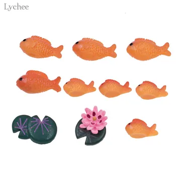 Ličiai Gyvenimo Dekoratyvinė Raudona Žuvis Miniatiūriniai Mini Micro Kraštovaizdžio Papuošalai Dervos Figūrėlės Namų Puošybai