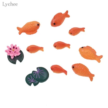 Ličiai Gyvenimo Dekoratyvinė Raudona Žuvis Miniatiūriniai Mini Micro Kraštovaizdžio Papuošalai Dervos Figūrėlės Namų Puošybai