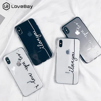 Lovebay Porų Telefono dėklas Skirtas iPhone 11 12, Pro 7 8 6 6s Plius 5 SE X XR XS Max Skaidrūs Meilės Laiškas Minkštos TPU Silikono Padengti