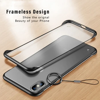 LOVECOM Frameless Žiedas Dizainas Atveju iPhone, 12 Mini 11 XS Pro Max XR 7 8 Plus X Metalo Kabinti Virvę Matinis Sunku patobulinti galinį Dangtelį