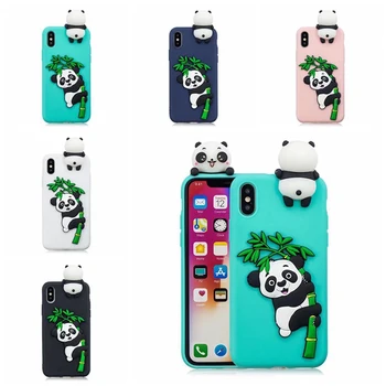 LOVECOM Mielas 3D PaPa Panda Atveju iPhone, 12 Mini 11 XS Pro Max XR 6 6S 7 8 Plus X Candy Spalvos Minkštos TPU Telefono Galinį Dangtelį Dovana