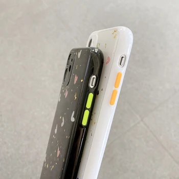 LOVECOM Mielas Širdies Aukso Folija Telefono dėklas Skirtas iPhone 12 Mini Pro 11 Max XR XS Max 7 8 Plius Minkštas Epoksidinės atsparus smūgiams Galinį Dangtelį Coque
