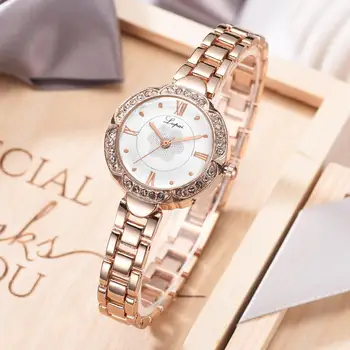 Lvpai Prabangos Prekės Ženklo Moterų Suknelė Laikrodžiai Mados Geometrinis Bangle Apyrankės Kvarcinis Laikrodis Ponios Riešo Žiūrėti Rožinė Aukso Laikrodžiai