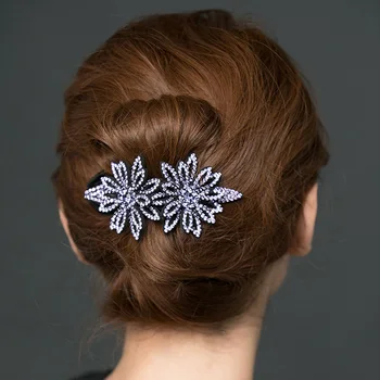 Lystrfac Prabangus Elegantiškas Gėlių Plaukų Patraukti Moterų Plaukų Letena Kalnų Krištolas Duckbill Įrašą Suaugusiųjų Plokštė Staigius Atgal, Plaukų Aksesuarai