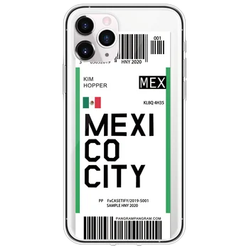 Lėktuvo bilietas Miesto Niujorkas, Bostonas Romos Etiketės Pasaulio Aiškus Atveju iPhone, 11 Pro XR XS Max 7 8 6 Plius Pekino Čikagos QR Kodą Dangtis