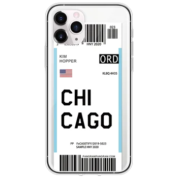 Lėktuvo bilietas Miesto Niujorkas, Bostonas Romos Etiketės Pasaulio Aiškus Atveju iPhone, 11 Pro XR XS Max 7 8 6 Plius Pekino Čikagos QR Kodą Dangtis