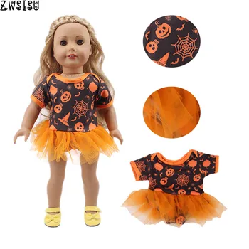 Lėlės Drabužių Helovinas 14 Rinkiniai Vienaragis Moliūgų Suknelė 18 Colių Amerikos&43 Cm Baby Doll Kartos mergaičių Žaislas