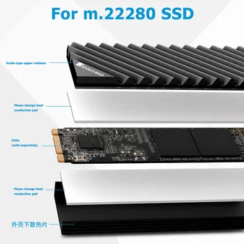 M. 2 SSD NVMe Šilumos Kriaukle Heatsink M2 2280 SSD Kietąjį Diską, Aliumininiai Šilumos Kriaukle su Šiluminę Pagalvėlę KOMPIUTERIO Aušintuvas Šilumos Tarpiklis