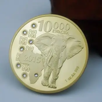 M. Zambijos Respublika 1oz.999 Afrikos Dramblys 10000 Kvača Aukso Gyvūnų Progines Monetas, Monetų, Suvenyrų, Metalo