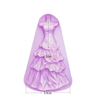 M0690 Gražus vestuvių suknelė silikono formos minkštas sijonas tortas apdailos įrankius, kepimo formos