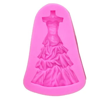 M0690 Gražus vestuvių suknelė silikono formos minkštas sijonas tortas apdailos įrankius, kepimo formos