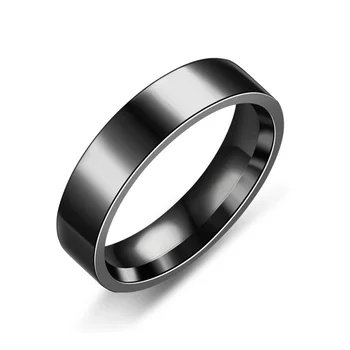Madinga Nerūdijančio Plieno Juoda Žiedai Moterims Vestuvių Žiedai Vyrams, Papuošalai Plotis 6mm