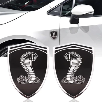 Mados Automobilių Stiliaus 3D Automobilių Lipdukas Kobra Gyvatė Metalo Automobilio Logotipas Ženklelis Ford Mustang GT500 SVT Shelby Sparnas Ženklelis