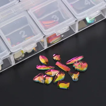 Mados Crystal AB/Rainbow Nail Art Mix Formos Išgalvotas Formos Langelyje Spalvinga Stiklas Akmenys 3D Nagų Dailė Papuošalai Nemokamai Shippin