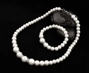 Mados Klasikinis Perlų Imitacija Sidabro Padengtą Aišku Kristalų Top Elegantiškas Šalis Dovana Mados Kostiumų Perlų Papuošalų Rinkiniai N85