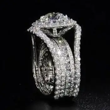 Mados Kristalų Dalyvavimas Karšto Parduoti Žiedus Moterims AAA Balta Kubinis Cirkonis Elegantiškas žiedai Moterų Vestuvių Papuošalai, Dovanos