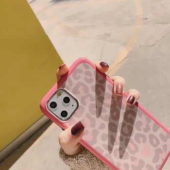 Mados Leopardas Spausdinti Atveju iPhone, 11 Pro Max X XS XR Mielas Rožinis Telefonas 